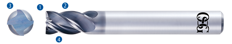 anti-vibration stub carbide end mill features